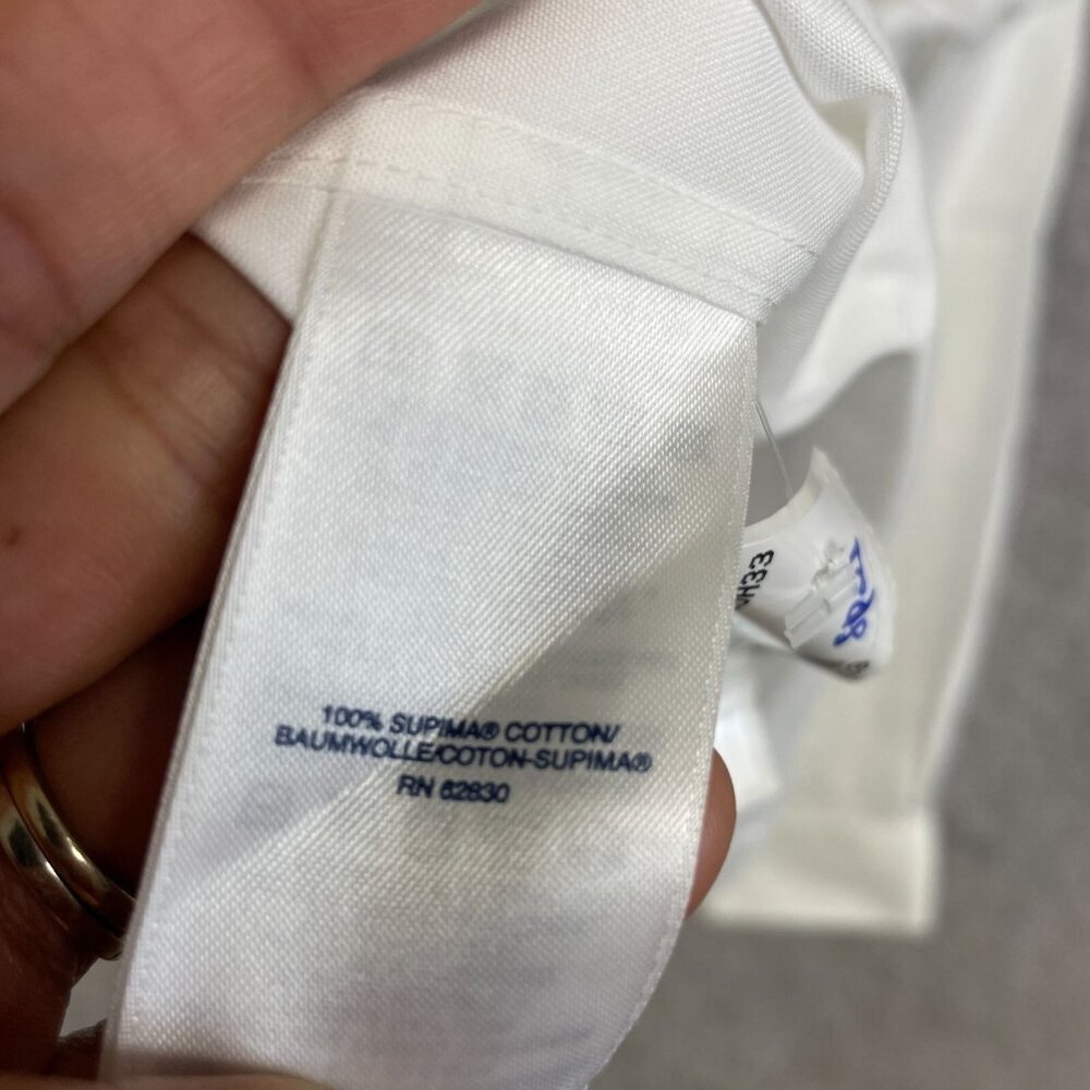 NWOT Lands' End Men's 15.5 Slim Fit White Supima Cotton Dress Shirt - Picture 7 of 8